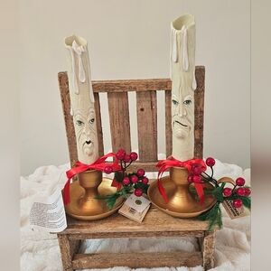 Jingle & Jangle Gathered Traditions Led Candlestick Set 2 Christmas Joe Spencer